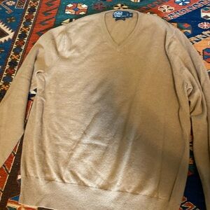 Ralph Lauren Men's Camel V-Neck Sweater